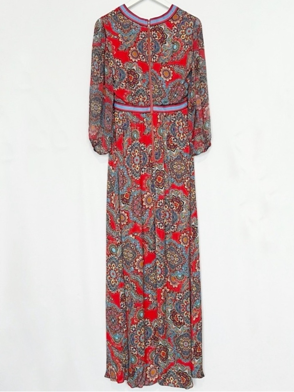 Alice + Olivia Jaida Ember Deep V Maxi Dress Poppy Multi 6 - Picture 6 of 10